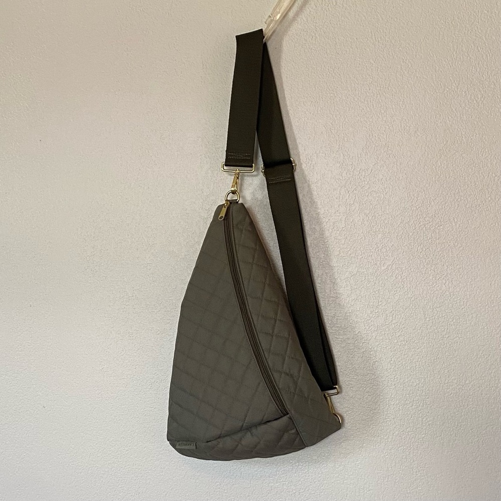 Canvelle sling bag. Olive green with wallet